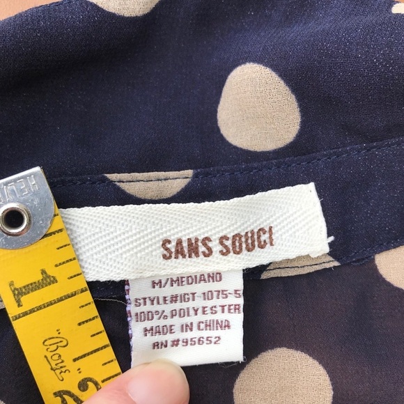 Navy Polka Dot Blouse Sheer by Sans Souci - Picture 6 of 6